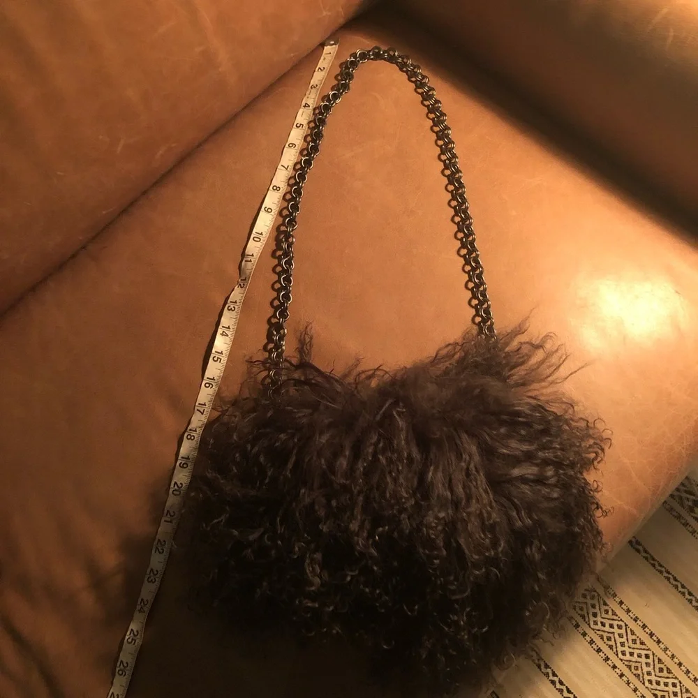 Pour La Victoire Mongolian fur bag w chain - Picture 7 of 13